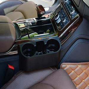Portavasos multifuncional para coche, caja de almacenamiento grande 3 en 1 para asiento delantero, reposabrazos, plástico Universal, color negro - Product Image 1