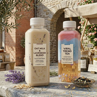 Bouteilles PET personnalisées de 400 ml pour thé et soda, bouteilles carrées vides de qualité alimentaire pour jus, emballage de boissons avec bouchon à vis