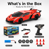 Voiture de course télécommandée Lamborghini RC à l'échelle 1/24, voiture de drift avec lumières, jouet de course télécommandé pour garçon, recharge USB