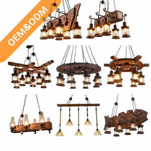 Lampes suspendues en bois LED industrielles rustiques vintage <span class=keywords><strong>pour</strong></span> bar rétro campagnard, <span class=keywords><strong>ancien</strong></span> bateau, <span class=keywords><strong>lustre</strong></span> en bois - Product Image 4
