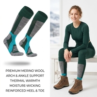 Chaussettes de randonnée en laine mérinos épaisses, thermiques, antidérapantes, absorbant les chocs, respirantes, chaudes pour l'hiver, unisexes, pour adultes