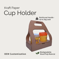 Portavasos WELPACK de Papel Kraft; Portavasos Desechable con Asa; Portavasos Biodegradable Ecológico para Café con Logotipo Personalizado