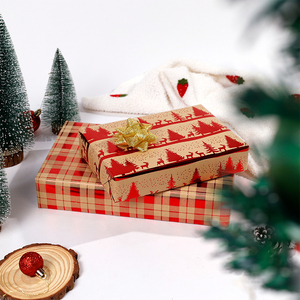 Wholesale <b>Christmas</b> Gift <b>Wrapping</b> <b>Paper</b> <b>Roll</b> 80g Kraft Tissue, Hot Stamping, Custom Logo, 43*300cm - Product Image 1