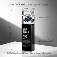 Trophée Globe en Cristal Personnalisé Récompense Employé Remarquable Souvenir Gravure Créative Cadeau d'Entreprise Modèle K9