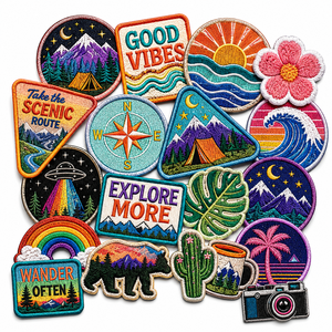 Wholesale <b>Sew</b> <b>On</b> Embroidered <b>Patch</b> Die Cut Custom 3D Logo Embroidery <b>Patches</b> Iron <b>On</b> Clothing - Product Image 1