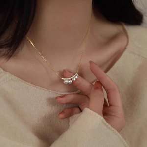 Collar de Perlas de Agua Dulce de la Serie New Balance Beam de Zhuji Pearl Wholesale, Cadena con Colgante de Perla en Degradado, Diseño Exquisito y Moderno - Product Image 4