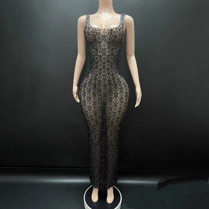 Luxueux cristal étincelant strass Sexy <span class=keywords><strong>robe</strong></span> serrée fête Performance Costume bar dames fête Costume <span class=keywords><strong>robe</strong></span> de bal - Product Image 6