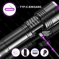 Linterna UV de 365nm Recargable, Luz Ultravioleta Profesional para Detectar Orina de Mascotas, Escorpiones y Verificar Autenticidad