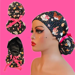 Gorro Quirúrgico con Estampado de Dibujos Animados, Gorro de Enfermería para Cabello Largo y Cola de Caballo, para Enfermeras, Doctores, Dentistas, Veterinarios - Product Image 1