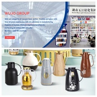 Nueva Llegada, Termo de Café Árabe con Recubrimiento de Vidrio, Jarra de Vacío Negra y Roja para Bebidas Frías y Calientes, con Decoración Floral, Venta al por Mayor, OEM, China