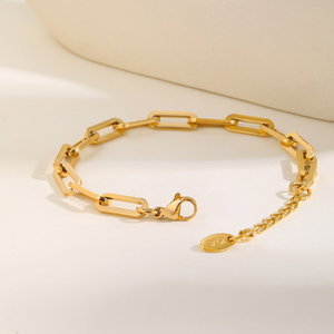 Bracelet chaîne à maillons cubains plaqué or 18 carats hypoallergénique pour couples <span class=keywords><strong>cadeau</strong></span> de <span class=keywords><strong>luxe</strong></span> réglable avec fermoir sécurisé - Product Image 5