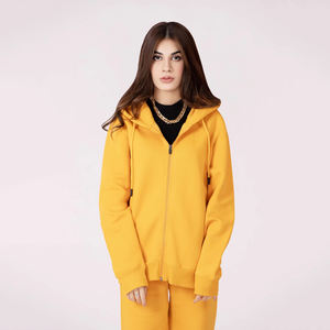 Ensemble de survêtement pour femmes en deux pièces, haut de sport à manches longues avec fermeture éclair décontracté en coton 100% de qualité supérieure, vente en gros OEM, hiver - Product Image 1