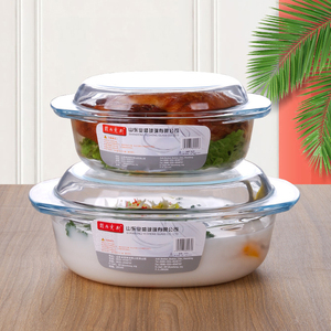 Plat de Cuisson en Verre HXGLASS Grande Vente Plat à Rôtir en Verre Ovale <span class=keywords><strong>Poisson</strong></span> 1.6L 3.5L Plat de Cuisson en Verre Trempé Plat à Gratin avec Couvercle - Product Image 1
