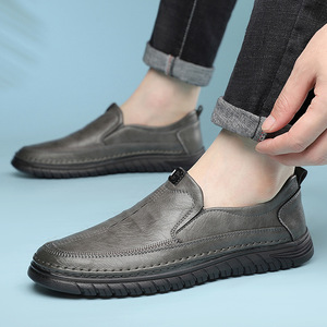 Mocasines de Cuero Casuales de Negocios para Hombre, con Suela de Goma, Color Gris Sólido, Hechos en Wenzhou - Product Image 3