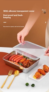 Plaque de conservation fraîche en acier inoxydable pour barbecue carré antibactérien épaissi <span class=keywords><strong>avec</strong></span> <span class=keywords><strong>couvercle</strong></span> - Product Image 5
