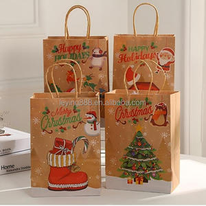 Sac en papier kraft marron en forme de sapin de Noël avec poignée pour bonbons, biscuits, décoration de fête, cadeau de la Journée de la Terre, vente chaude - Product Image 4