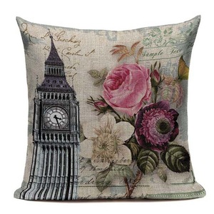 G&D Vintage London Paris Flower Pink Funda de almohada de cojín textil para el hogar para sofá - Product Image 4