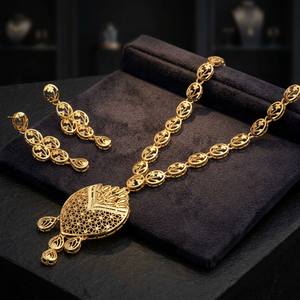 Wholesale Fashion Necklaces Brass 14K 18K 24K Gold Filled Forming Long Necklaces Set Dubai Style Turkish Design Long Jewelry Set - Product Image 1