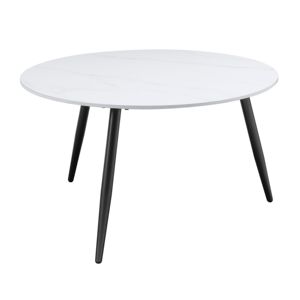 DB Modern Ensemble de table à cocktail gigogne 3 pièces Plateau en pierre frittée blanche avec pieds en métal noir pour une utilisation occasionnelle dans le salon - Product Image 5