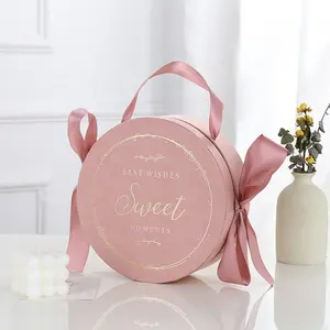 Becan Reward Gift Box Wedding Candy Packaging Box cilindro rotondo matrimonio velluto cartone Dessert Box Packing Cake