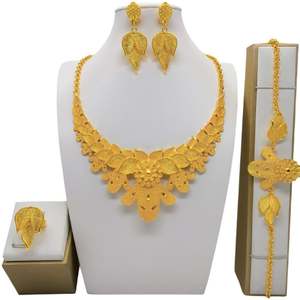 Parures de bijoux de mariage pour femmes, bijoux en <span class=keywords><strong>or</strong></span> de Dubaï, vente en gros, <span class=keywords><strong>plaqué</strong></span> <span class=keywords><strong>or</strong></span> 24 carats de Dubaï, dernières tendances - Product Image 3