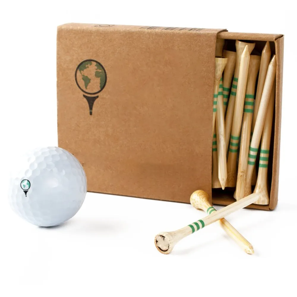 Primus Golf Biologisch Afbreekbaar Minder Wrijving Golf Tees Verpakking Natuurlijke Duurzame Strepen Print Golf Bambootees