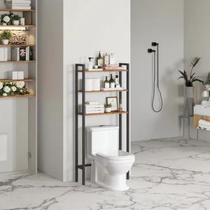 Étagères de salle de bain à trois niveaux en <span class=keywords><strong>bois</strong></span> et fer, design moderne, pour toilettes, meubles de maison peu encombrants, vente en gros Addreen - Product Image 1