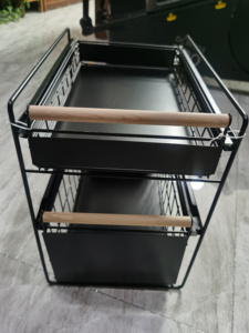 Đa-Chức Năng Hai Lớp Pull-out Lưu Trữ Giá Cho Nhà Bếp Dưới Bồn Rửa Có Thể Thu Vào Giỏ Nhựa Cho Gia Vị Tổ Chức - Product Image 3