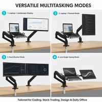 Support de bureau ergonomique à ressort à gaz pour moniteur et ordinateur portable, idéal pour les postes de travail multi-écrans