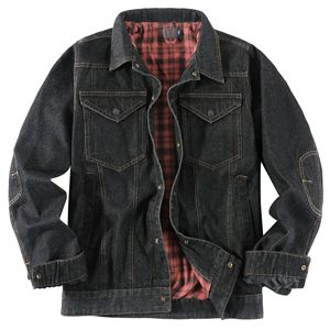 Men's Plaid Flannel Casual <strong>Jacket</strong> European and American <strong>Denim</strong> <strong>Jacket</strong> OEM - Product Image 4
