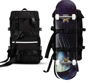 Ransel bola basket Skateboard, ransel dengan port pengisi daya USB, kunci anti-maling, kompatibel dengan 15.6-17 inci