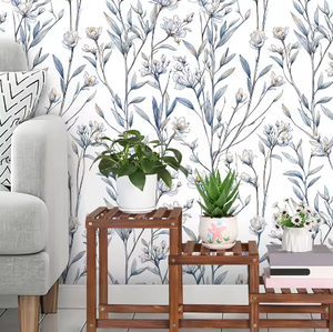 Rénovation de chambre d'appartement de haute qualité et à la mode croquis peinture autocollants floraux <span class=keywords><strong>papier</strong></span> peint - Product Image 2