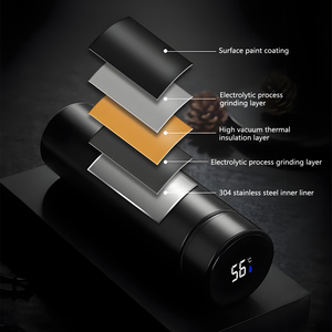 Biểu Tượng Tùy Chỉnh Thông Minh Phích Cho Văn Phòng 500Ml Thông Minh Chai Nước Cho Phòng Tập Thể Dục LED Hiển Thị Nhiệt Độ Màu Đen Đôi Tường Chân Không Bình - Product Image 5