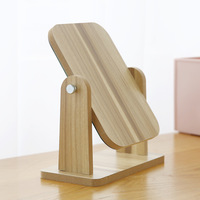 Miroir de maquillage cosmétique de bureau en bois à 360 degrés, rotatif, pliable, design carré simple face, 22x25cm