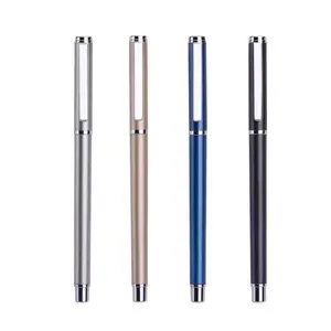 Low MOQ Custom Laser Engraved Logo Metal Ballpoint Pen Stainless Steel Penholder Ball Point Gel Ink Promotional Pens