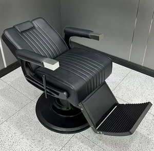 Fauteuil de Barbier Classique de Luxe Moderne, Cadre Noir en Alliage d'Aluminium, Cuir Synthétique, Style Rétro de Luxe pour Salon de Coiffure - Product Image 3