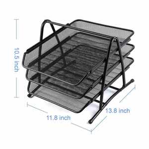 Mesh Wire Desk <b>Organizer</b> <b>File</b> Holder Document Tray 3 Parts Metal - Product Image 5