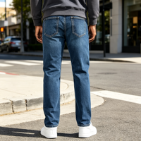 Jeans vintage à coupe droite pour homme, en denim de coton légèrement extensible, cinq poches, décontracté, confortable au quotidien