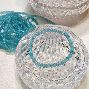 Deep Sea Luminous Blue Apatite Crystal Bead <b>Bracelet</b> Premium Quality Natural Round Fashion Trend - Product Image 1