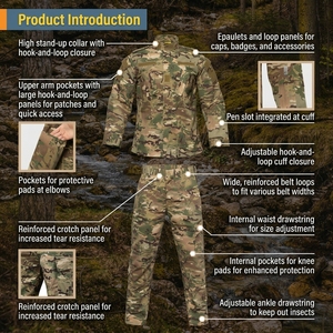 Camouflage Tactical Uniform <strong>Set</strong> with TC65/35 Ripstop Fabric for Hiking, Training, Outdoor Sports and Work - Product Image 2