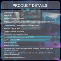 Microphone de jeu professionnel M7 RGB, multi-directionnel, à réduction de bruit, portable, léger, filaire, type C, pour PC/PS5 Live