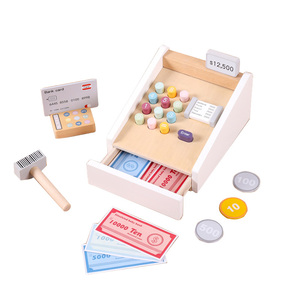COMMIKI Bebé Educativo Educación Temprana caja registradora para niños jugar todos los juguetes familiares <span class=keywords><strong>Supermercado</strong></span> de madera caja registradora - Product Image 1