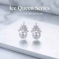 2026 Luxuriöse AAAAAA-Qualität 8-9mm Weiße Natürliche Süßwasser-Brotperlen-Ohrstecker 925 Sterling Silber Ice Queen Kollektion