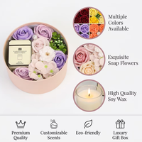Coffret Cadeau de Bougies Parfumées Artisanales de Luxe à l'Aromathérapie de Rose, en Cire de Soja, avec Boîte Florale – Idéal pour la Saint-Valentin, les Mariages et la Fête des Mères