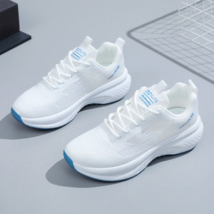 Nuova moda <span class=keywords><strong>donna</strong></span> bianca per <span class=keywords><strong>scarpe</strong></span> da ginnastica Flyknit Casual <span class=keywords><strong>sportive</strong></span> con chiusura stringata Design traspirante per la camminata primaverile - Product Image 6