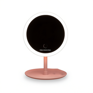 Miroir de maquillage LED rond Myrva avec support de bureau éclairé pour application de produits de beauté - Product Image 1