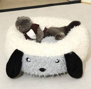 Cama Redonda para Mascotas con Diseño de Orejas de Alpaca, Cama para Perros y Gatos de Lana de León, Gruesa y Cálida, Nido Acogedor y Encantador para Mascotas Pequeñas y Medianas, Uso en Interiores - Product Image 4