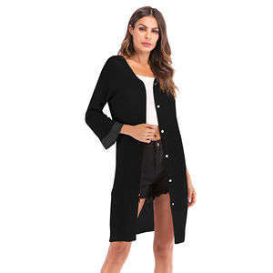 Otoño nuevo de las mujeres-breasted punto suelto de manga larga chal de <span class=keywords><strong>abrigo</strong></span> - Product Image 3