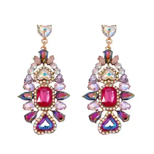 Stud Bông Tai Nhựa Tuyên Bố Đá Bông Tai Thả Giáng Sinh Handmade Zirconia Dài Lớn Thêm Lớn Tai Dangle Phụ Nữ Earing Nhà Sản Xuất