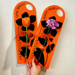 Impresión offset cartón ramo de flores embalaje soporte de exhibición <span class=keywords><strong>tarjeta</strong></span> con logotipo de marca regalo <span class=keywords><strong>Tarjeta</strong></span> de embalaje Color naranja - Product Image 1